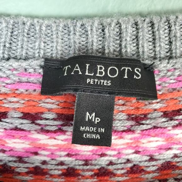 Talbots Fair Isle Crew Neck Lambswool Sweater Size MP - Picture 3 of 5